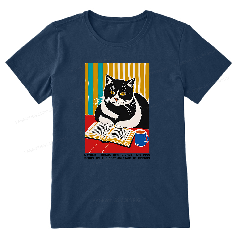 Pagewings Ational Library Week Cat Poster Unisex Classic T-shirt