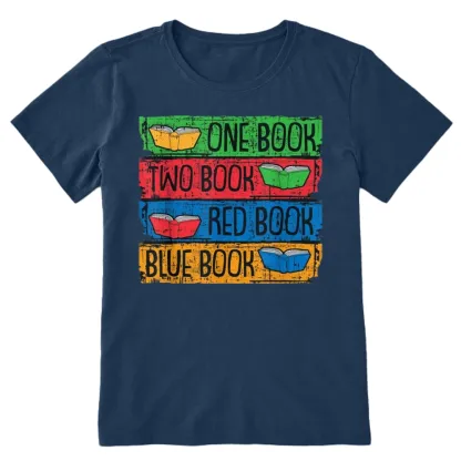Pagewings One Book Two Books Red Book Blue Book Unisex Classic T-shirt