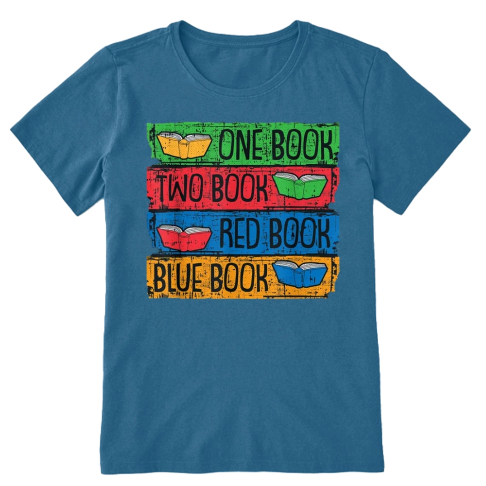 Pagewings One Book Two Books Red Book Blue Book Unisex Classic T-shirt