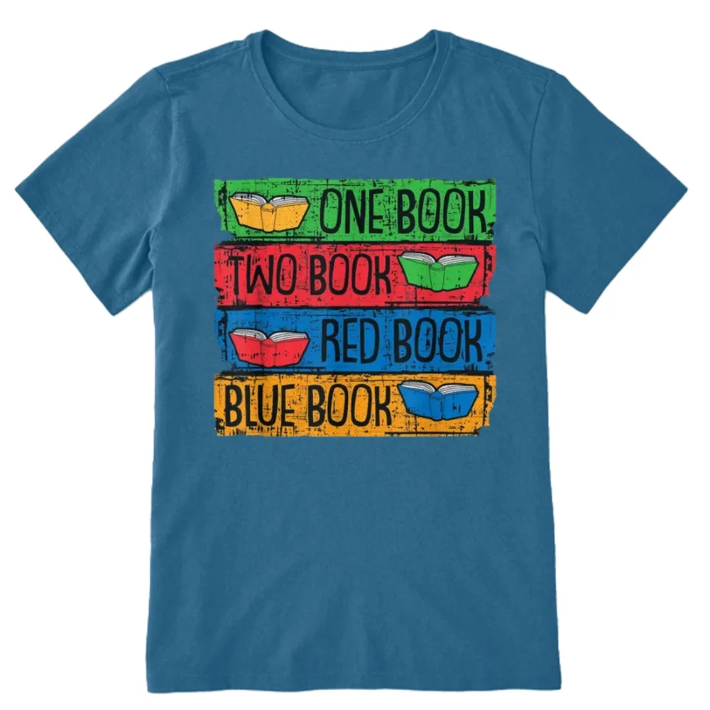 Pagewings One Book Two Books Red Book Blue Book Unisex Classic T-shirt