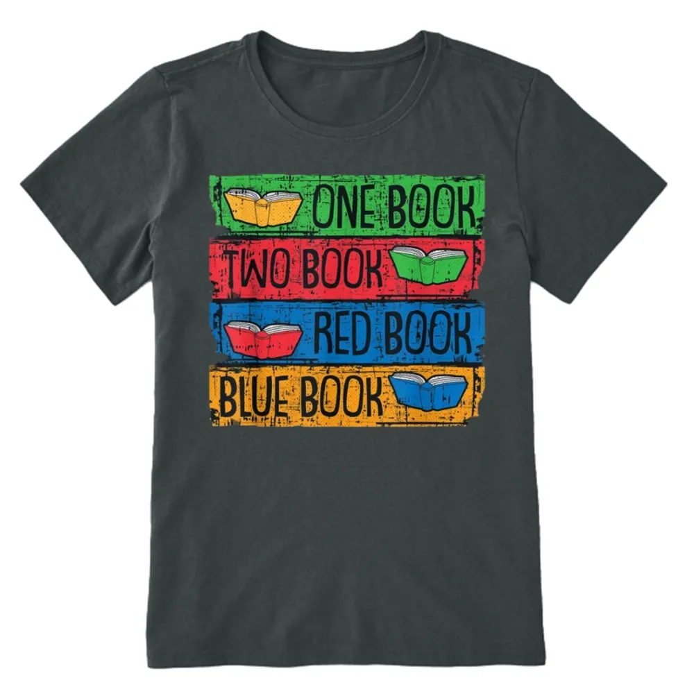 Pagewings One Book Two Books Red Book Blue Book Unisex Classic T-shirt