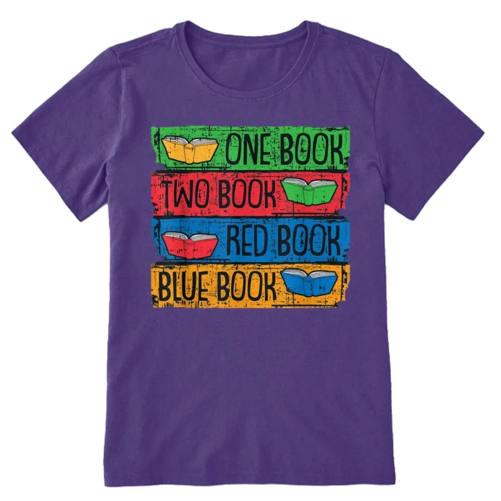 Pagewings One Book Two Books Red Book Blue Book Unisex Classic T-shirt