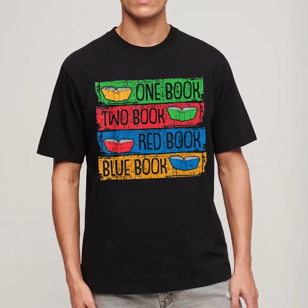 Pagewings One Book Two Books Red Book Blue Book Unisex Classic T-shirt