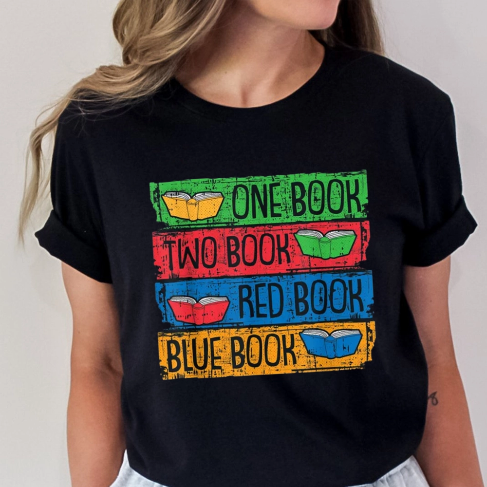 Pagewings One Book Two Books Red Book Blue Book Unisex Classic T-shirt