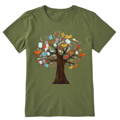 Pagewings Book Tree Vintage Graphic Unisex Classic T-shirt