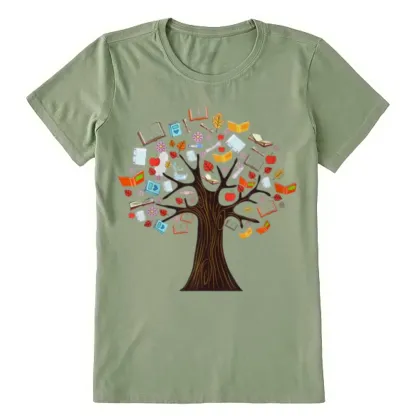 Pagewings Book Tree Vintage Graphic Unisex Classic T-shirt