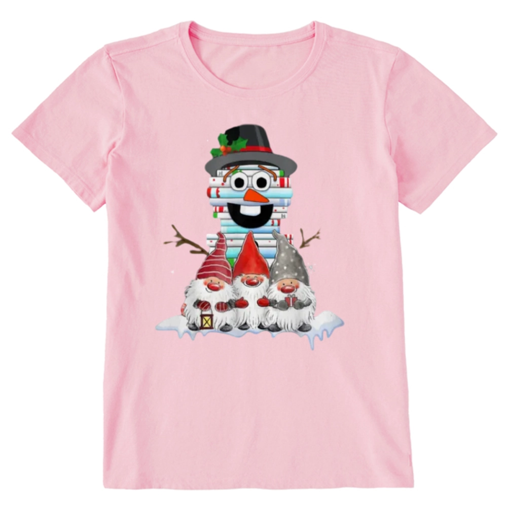 Pagewings Snowman Book Christmas Stack Gnome Librarian Book Unisex Classic T-shirt