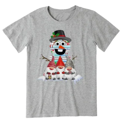 Pagewings Snowman Book Christmas Stack Gnome Librarian Book Unisex Classic T-shirt