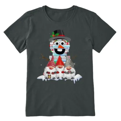 Pagewings Snowman Book Christmas Stack Gnome Librarian Book Unisex Classic T-shirt