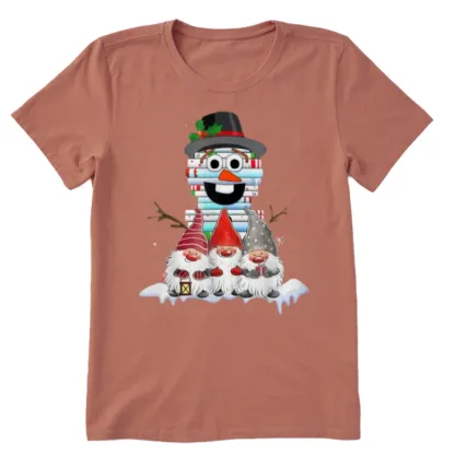 Pagewings Snowman Book Christmas Stack Gnome Librarian Book Unisex Classic T-shirt