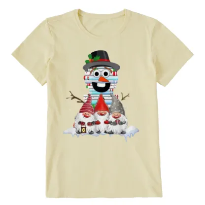 Pagewings Snowman Book Christmas Stack Gnome Librarian Book Unisex Classic T-shirt