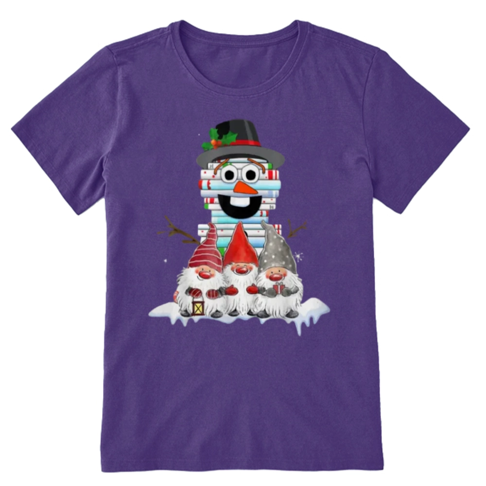 Pagewings Snowman Book Christmas Stack Gnome Librarian Book Unisex Classic T-shirt