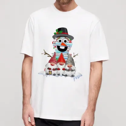 Pagewings Snowman Book Christmas Stack Gnome Librarian Book Unisex Classic T-shirt
