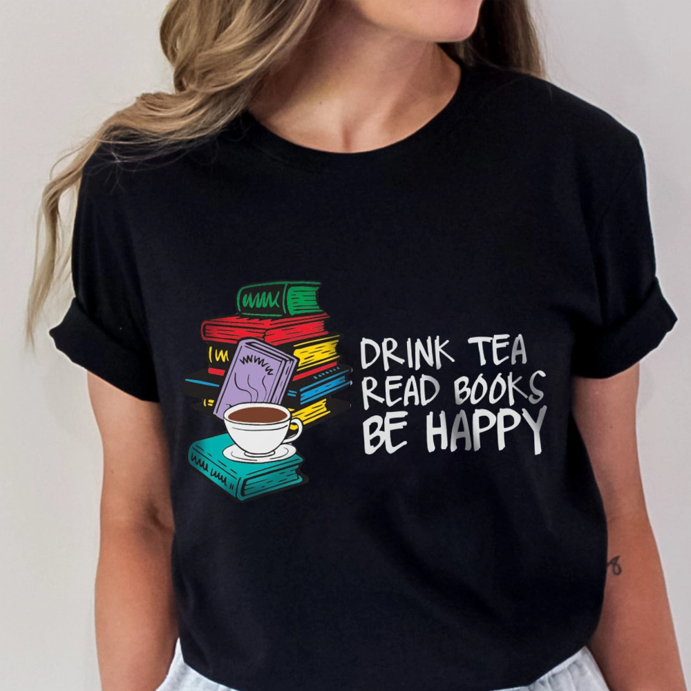 Pagewings Drink Tea Read Books Be Happy Unisex Classic T-shirt