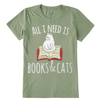 Pagewings All I Need Is Book & Cat Unisex Classic T-shirt