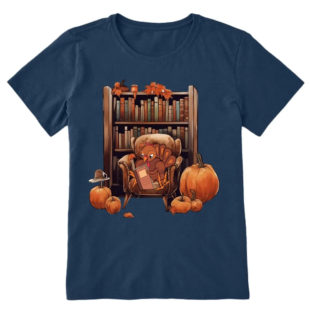 Pagewings Thanksgiving Turkey Reading Unisex Classic T-shirt