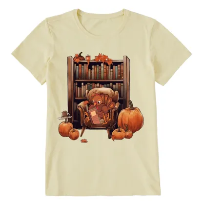 Pagewings Thanksgiving Turkey Reading Unisex Classic T-shirt