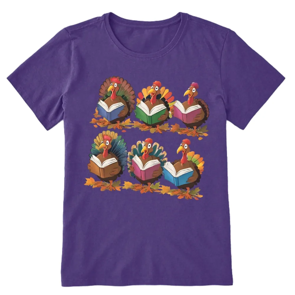 Pagewings Thanksgiving Fall Reading Turkey Unisex Classic T-shirt