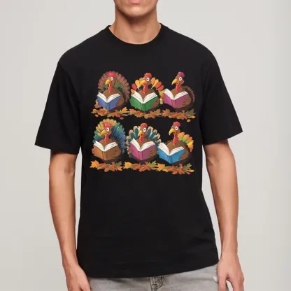 Pagewings Thanksgiving Fall Reading Turkey Unisex Classic T-shirt