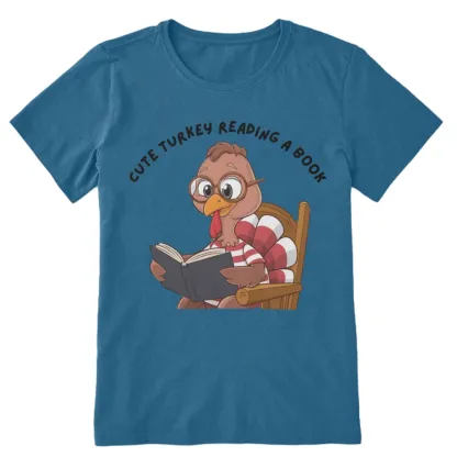 Pagewings Thanksgiving Turkey Reading A Book Unisex Classic T-shirt