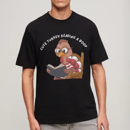 Pagewings Thanksgiving Turkey Reading A Book Unisex Classic T-shirt