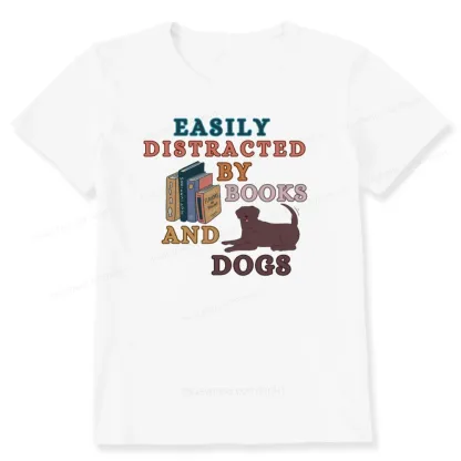Pagewings Easily Distracted By Books And Labrador Unisex Classic T-shirt