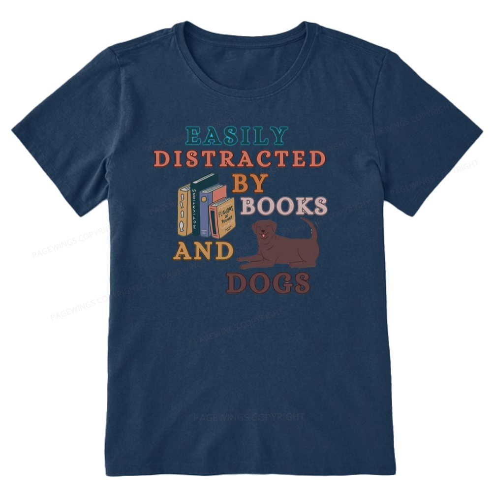 Pagewings Easily Distracted By Books And Labrador Unisex Classic T-shirt
