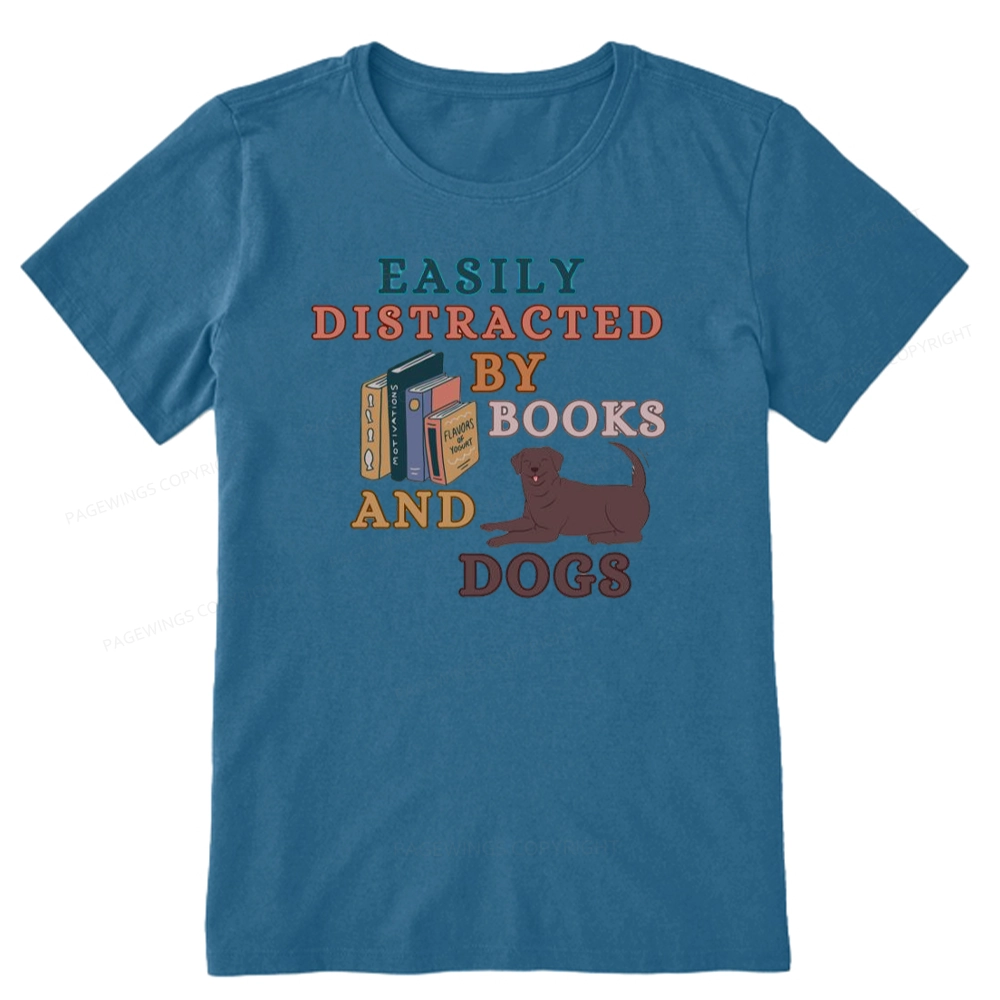 Pagewings Easily Distracted By Books And Labrador Unisex Classic T-shirt