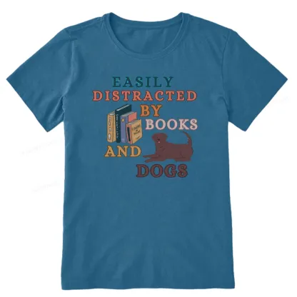 Pagewings Easily Distracted By Books And Labrador Unisex Classic T-shirt