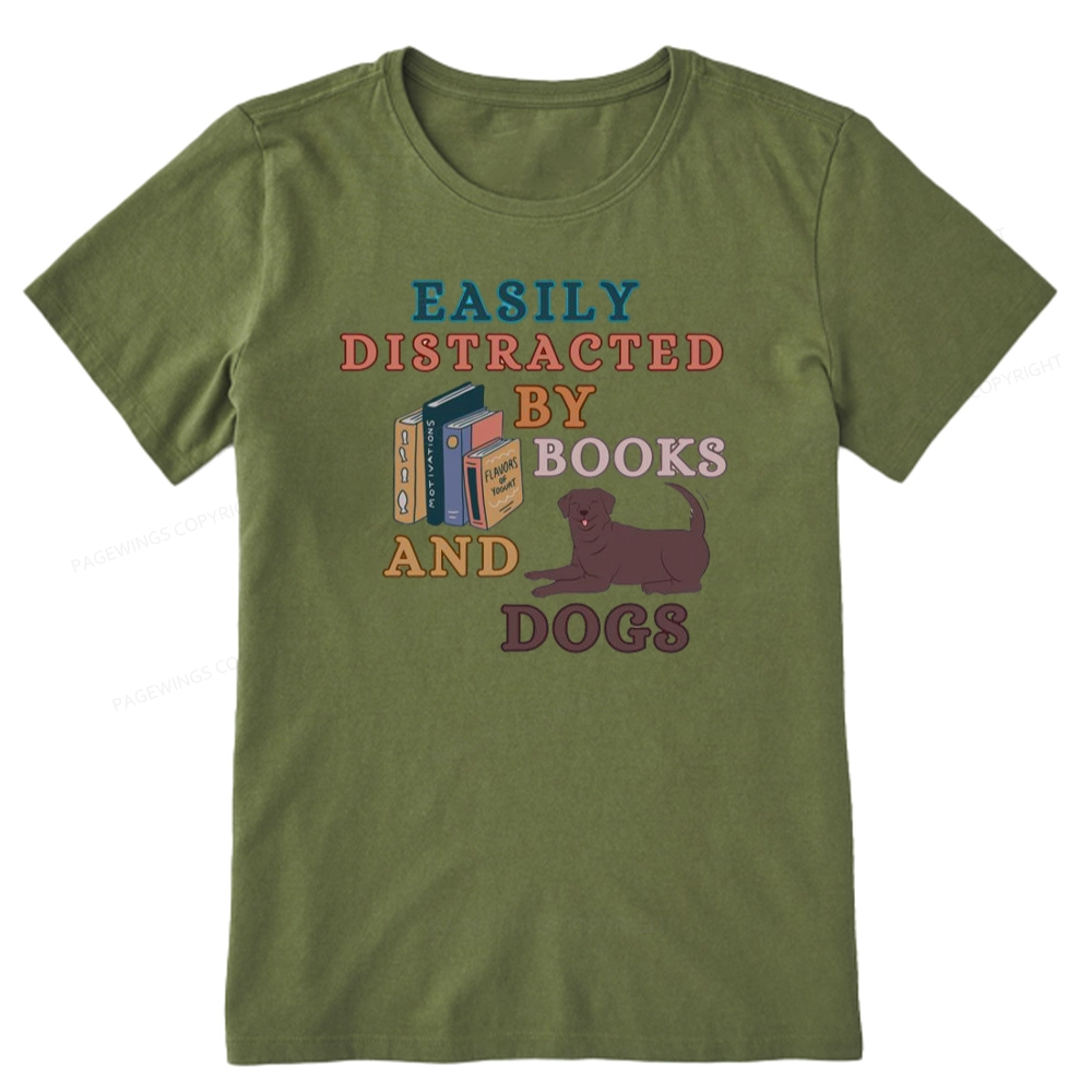 Pagewings Easily Distracted By Books And Labrador Unisex Classic T-shirt