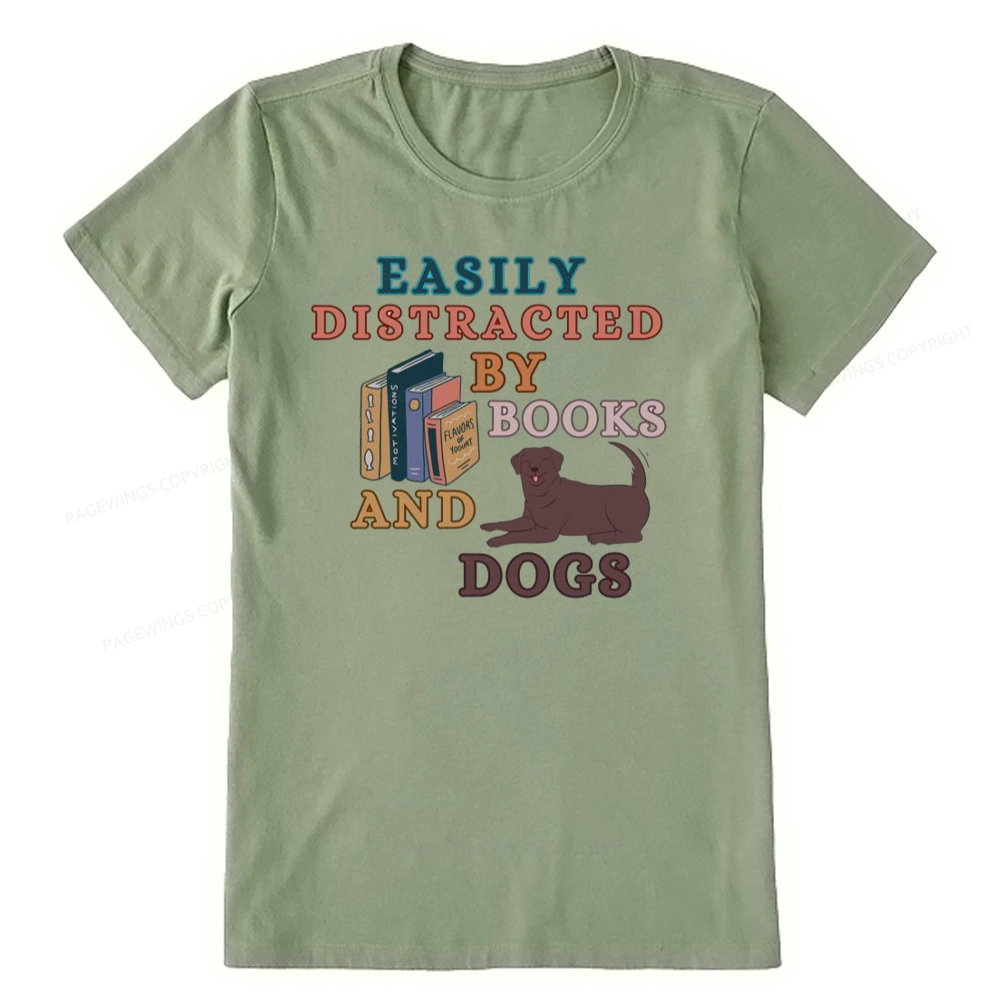Pagewings Easily Distracted By Books And Labrador Unisex Classic T-shirt