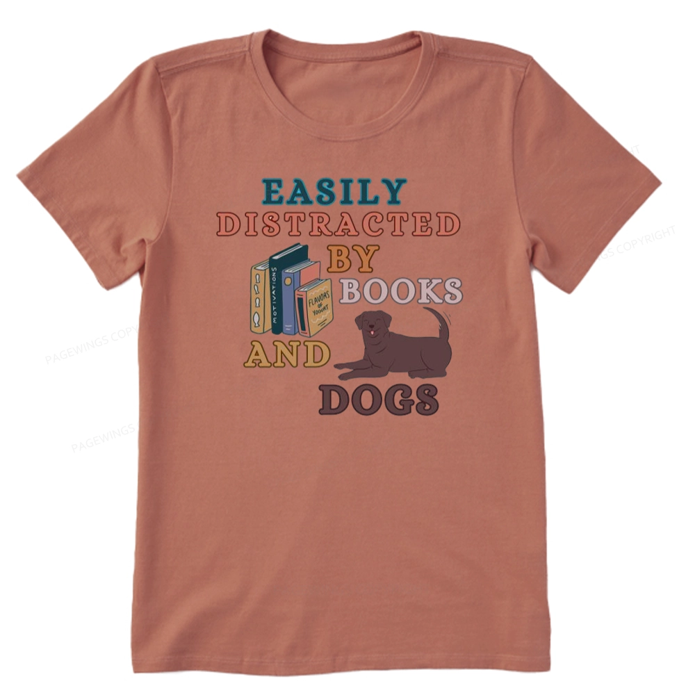 Pagewings Easily Distracted By Books And Labrador Unisex Classic T-shirt