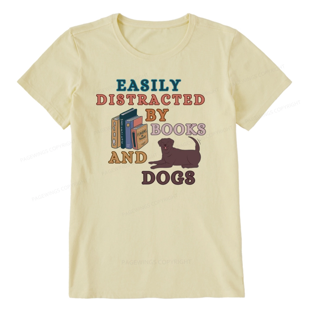 Pagewings Easily Distracted By Books And Labrador Unisex Classic T-shirt