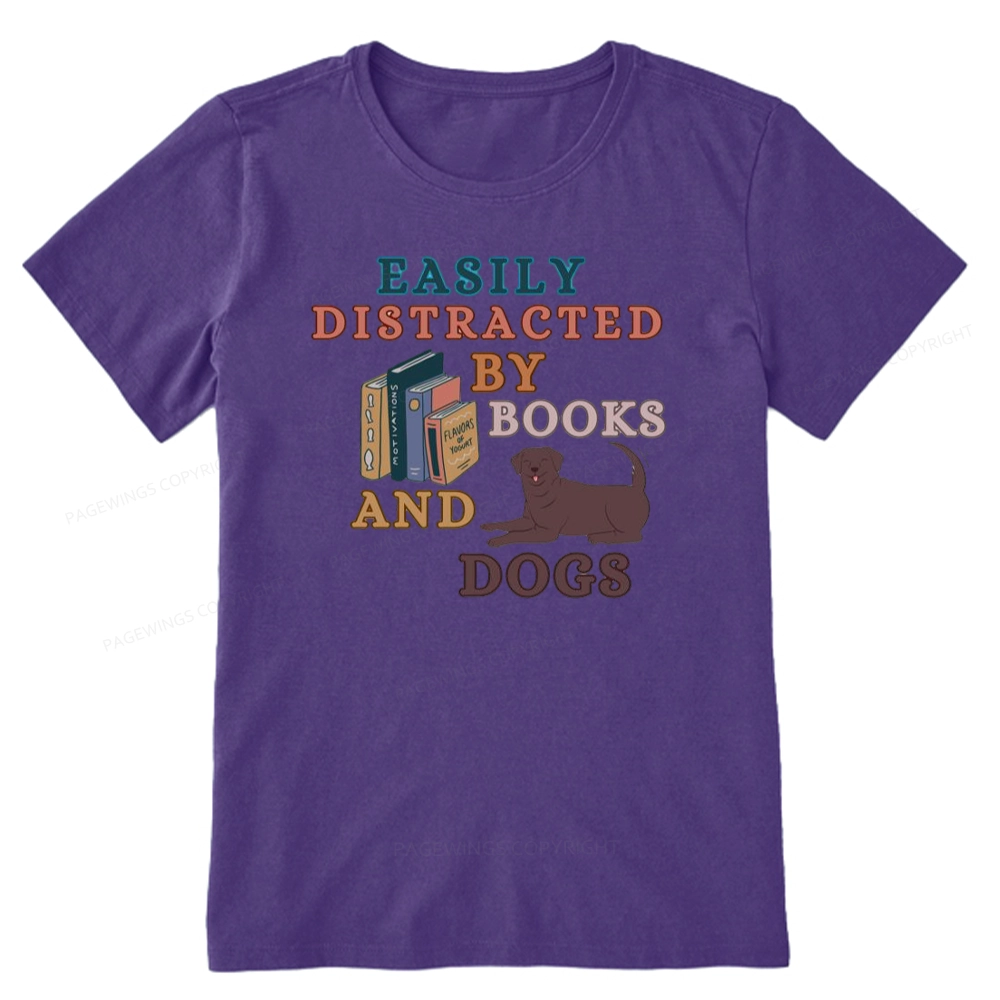 Pagewings Easily Distracted By Books And Labrador Unisex Classic T-shirt