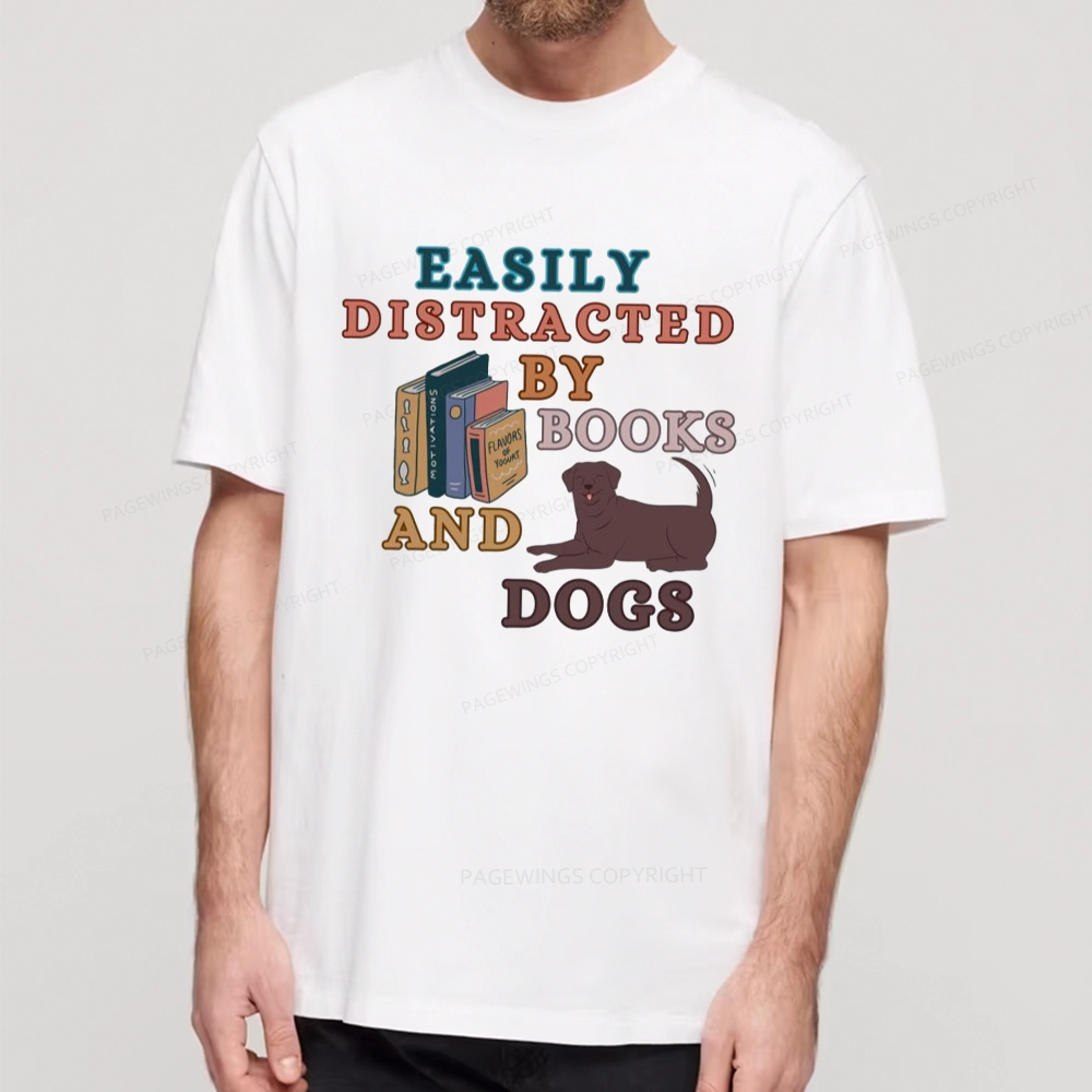 Pagewings Easily Distracted By Books And Labrador Unisex Classic T-shirt