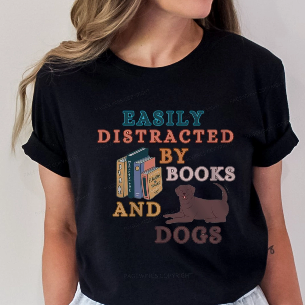 Pagewings Easily Distracted By Books And Labrador Unisex Classic T-shirt