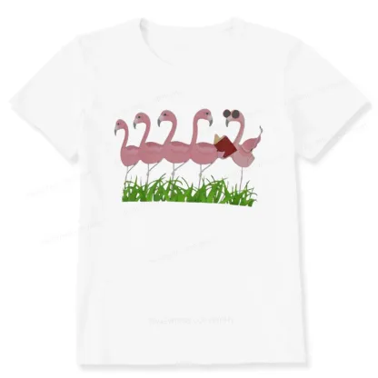 Pagewings Funny Flamingo Reading Book Unisex Classic T-shirt
