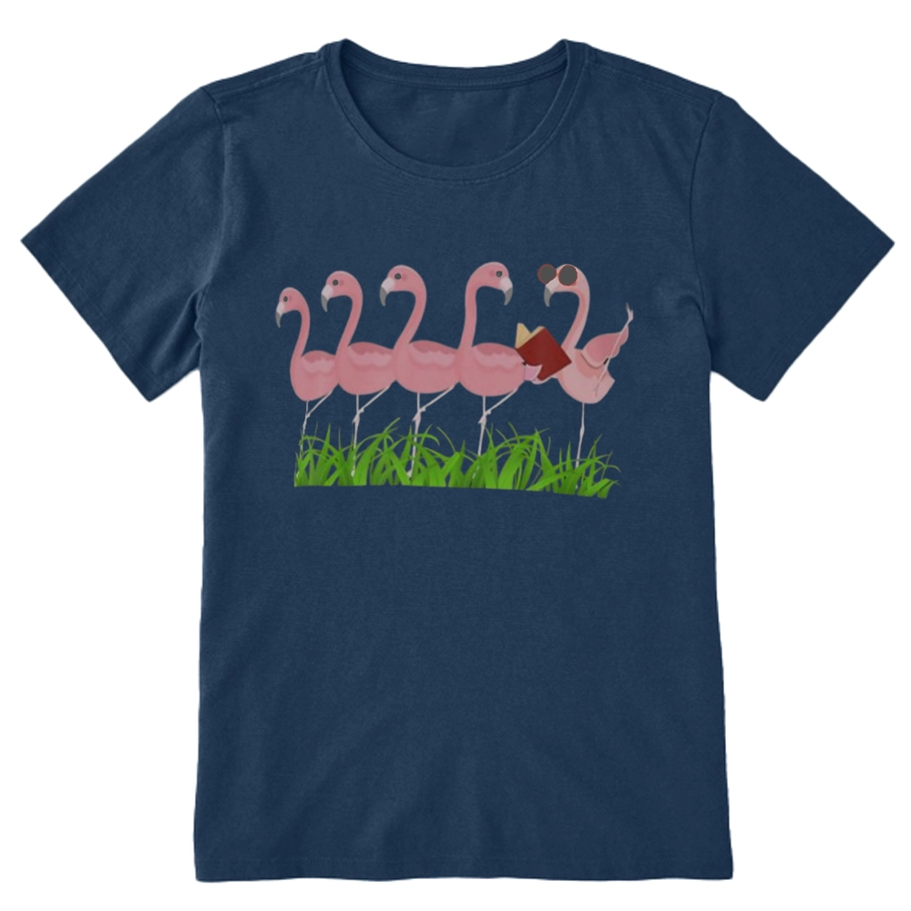 Pagewings Funny Flamingo Reading Book Unisex Classic T-shirt