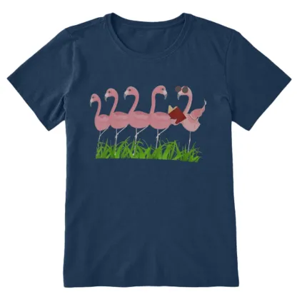 Pagewings Funny Flamingo Reading Book Unisex Classic T-shirt