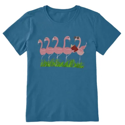 Pagewings Funny Flamingo Reading Book Unisex Classic T-shirt
