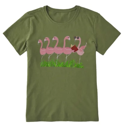 Pagewings Funny Flamingo Reading Book Unisex Classic T-shirt