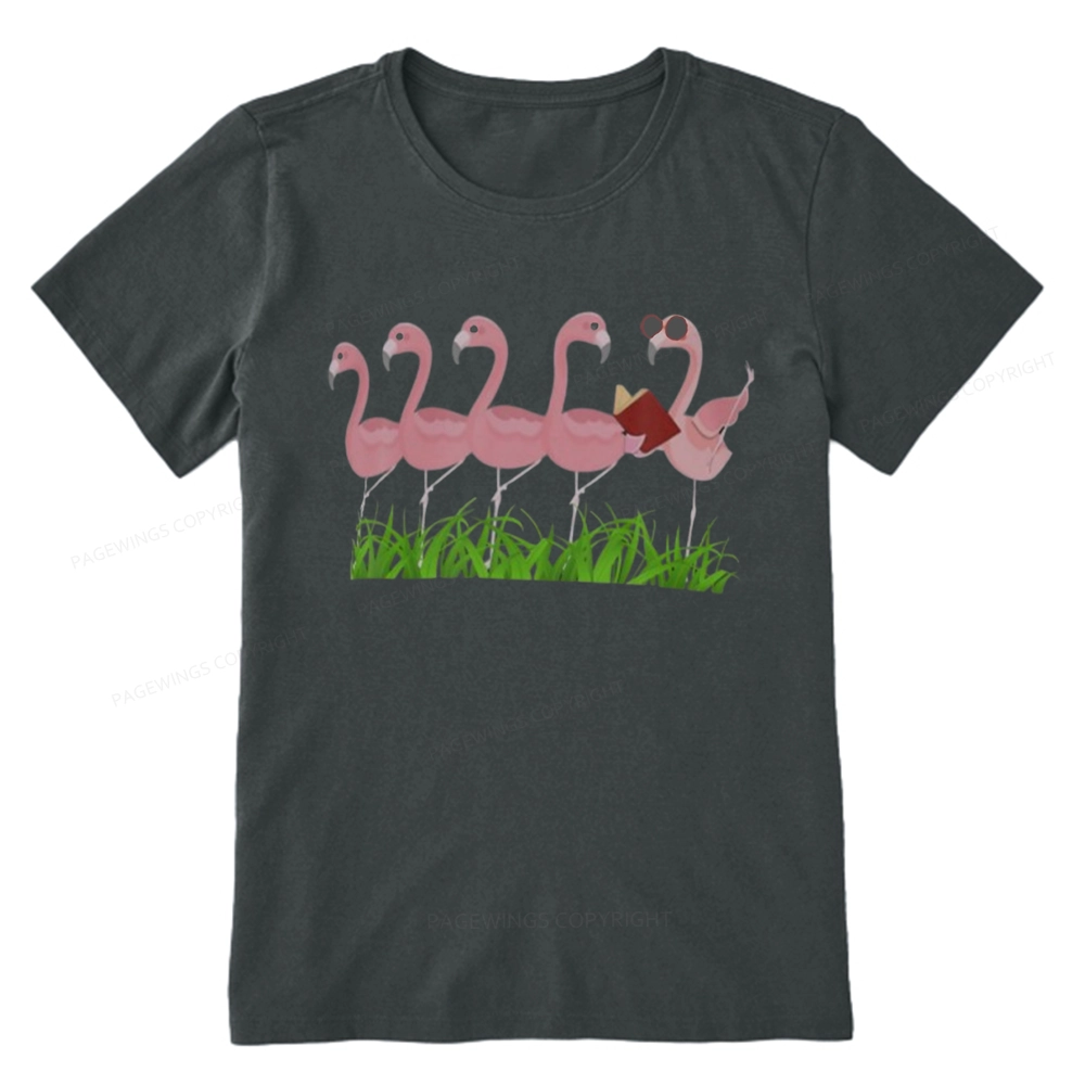 Pagewings Funny Flamingo Reading Book Unisex Classic T-shirt
