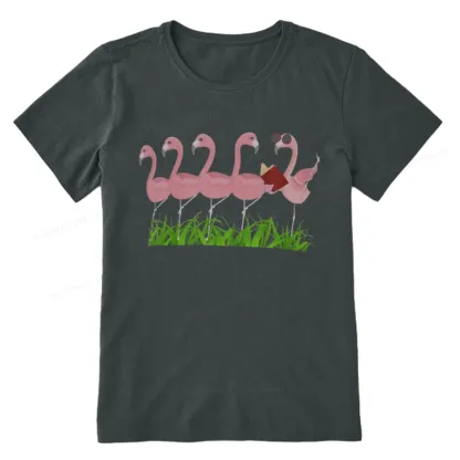 Pagewings Funny Flamingo Reading Book Unisex Classic T-shirt