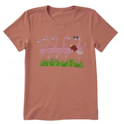 Pagewings Funny Flamingo Reading Book Unisex Classic T-shirt