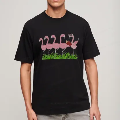 Pagewings Funny Flamingo Reading Book Unisex Classic T-shirt