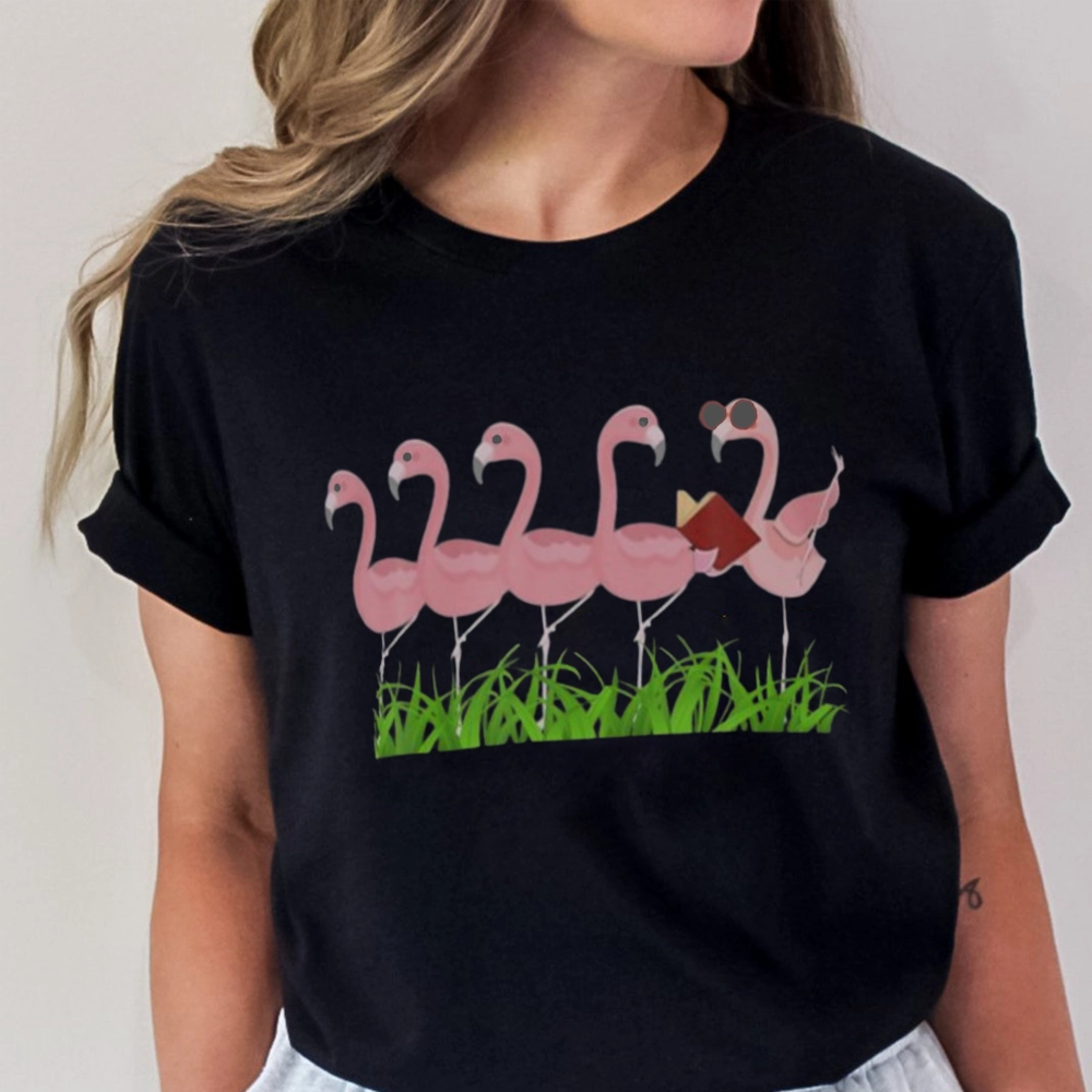 Pagewings Funny Flamingo Reading Book Unisex Classic T-shirt