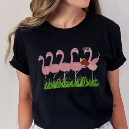 Pagewings Funny Flamingo Reading Book Unisex Classic T-shirt