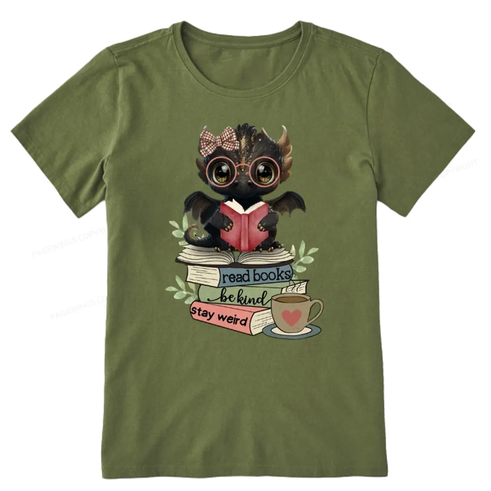 Pagewings Cute Dragon Read Books Be Kind Stay Weird Unisex Classic T-shirt