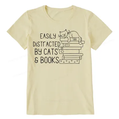 Pagewings Easily Distracted By Cats and Books Unisex Classic T-shirt