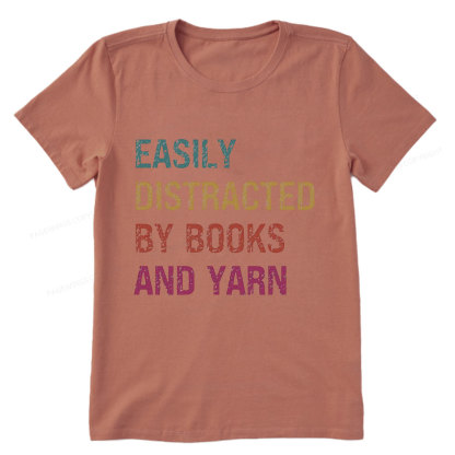 Pagewing Easily Distracted By Books And Yarn Unisex Classic T-shirt